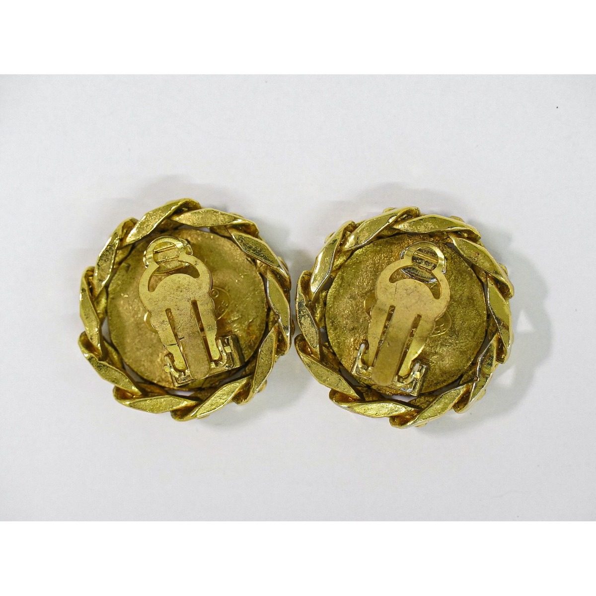 Chanel CC Logo Line Stone Earrings Gold Plated — view 2