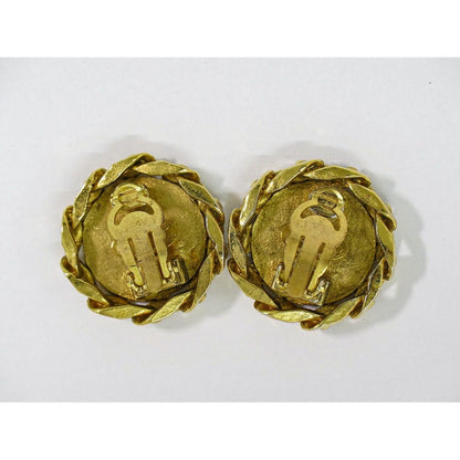 Chanel CC Logo Line Stone Earrings Gold Plated — view 2