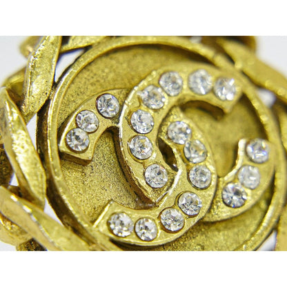 Chanel CC Logo Line Stone Earrings Gold Plated — view 4