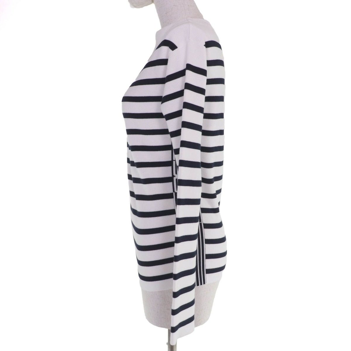 Dior Mariniere Cotton Border Pattern Side Logo Long Sleeve Knit White Black 38 — view 2
