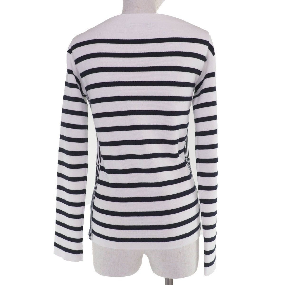 Dior Mariniere Cotton Border Pattern Side Logo Long Sleeve Knit White Black 38 — view 3