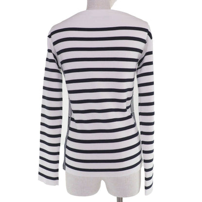 Dior Mariniere Cotton Border Pattern Side Logo Long Sleeve Knit White Black 38 — view 3