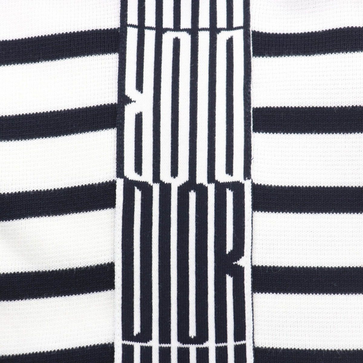 Dior Mariniere Cotton Border Pattern Side Logo Long Sleeve Knit White Black 38 — view 5