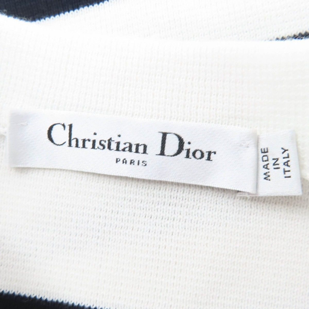 Dior Mariniere Cotton Border Pattern Side Logo Long Sleeve Knit White Black 38 — view 6