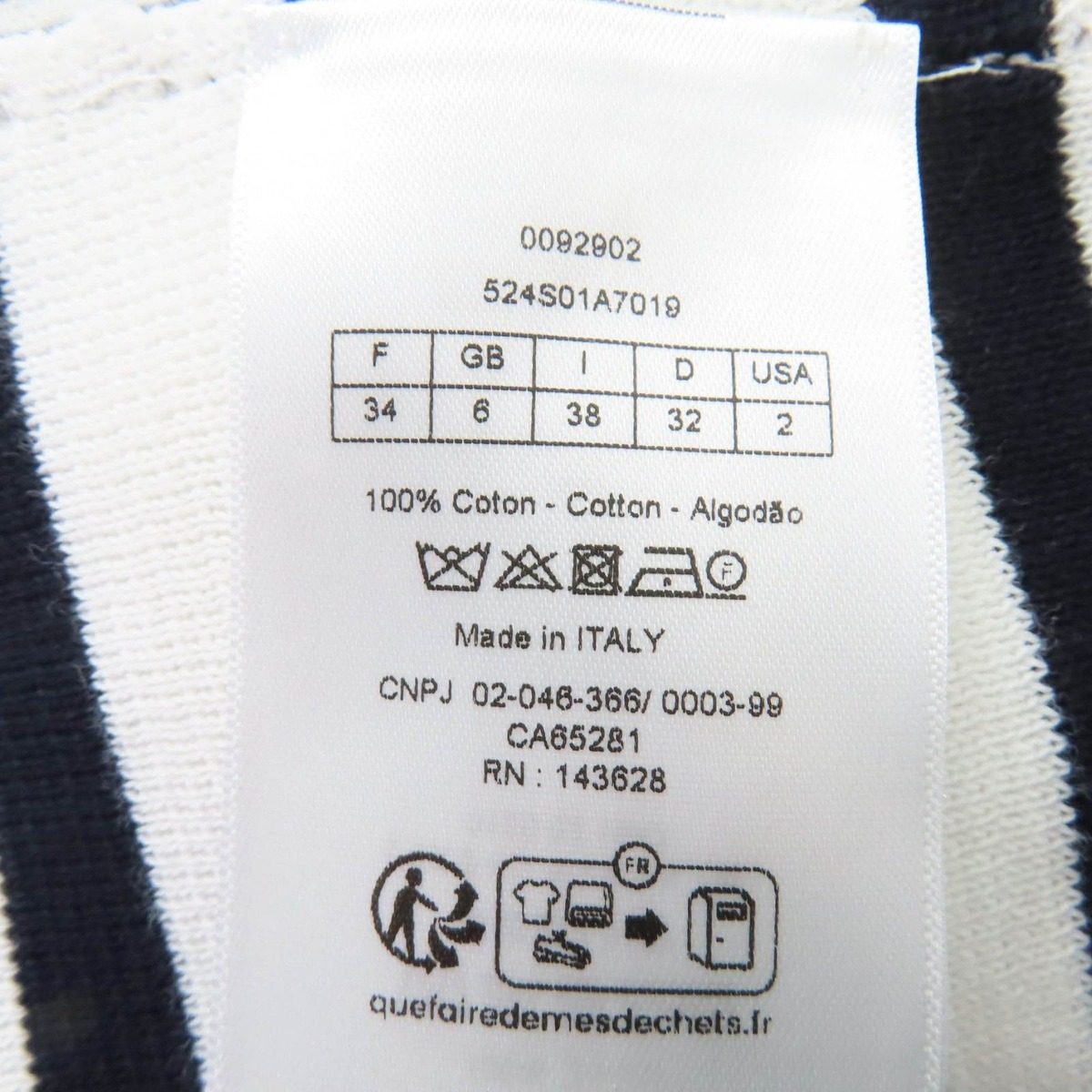 Dior Mariniere Cotton Border Pattern Side Logo Long Sleeve Knit White Black 38 — view 7