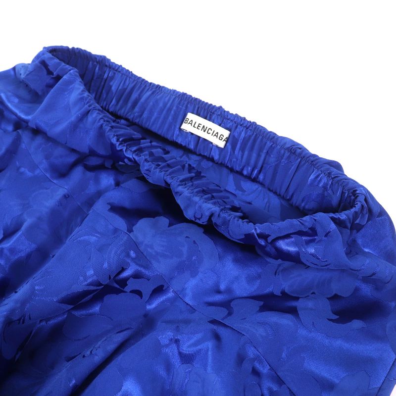 Balenciaga 2020 625534 Floral Pattern Floral Long Flared Skirt Blue 36 Made In