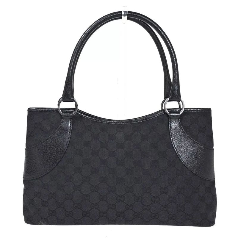 Gucci GG Pattern Tote Handbag GG Canvas Black 80bs141