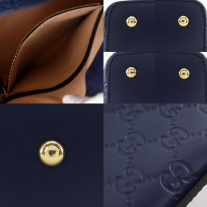 Gucci GG 428226 Striped Leather Navy Blue Unisex Handbag