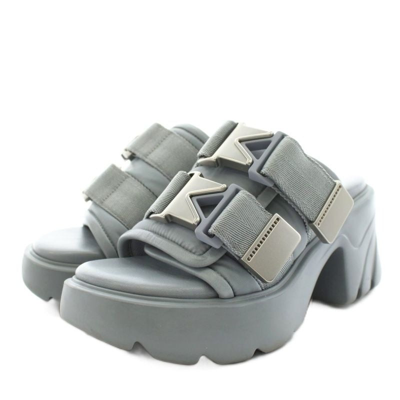 Bottega Veneta Flash Sandals Heel Nylon Leather 36 Light Blue AN16