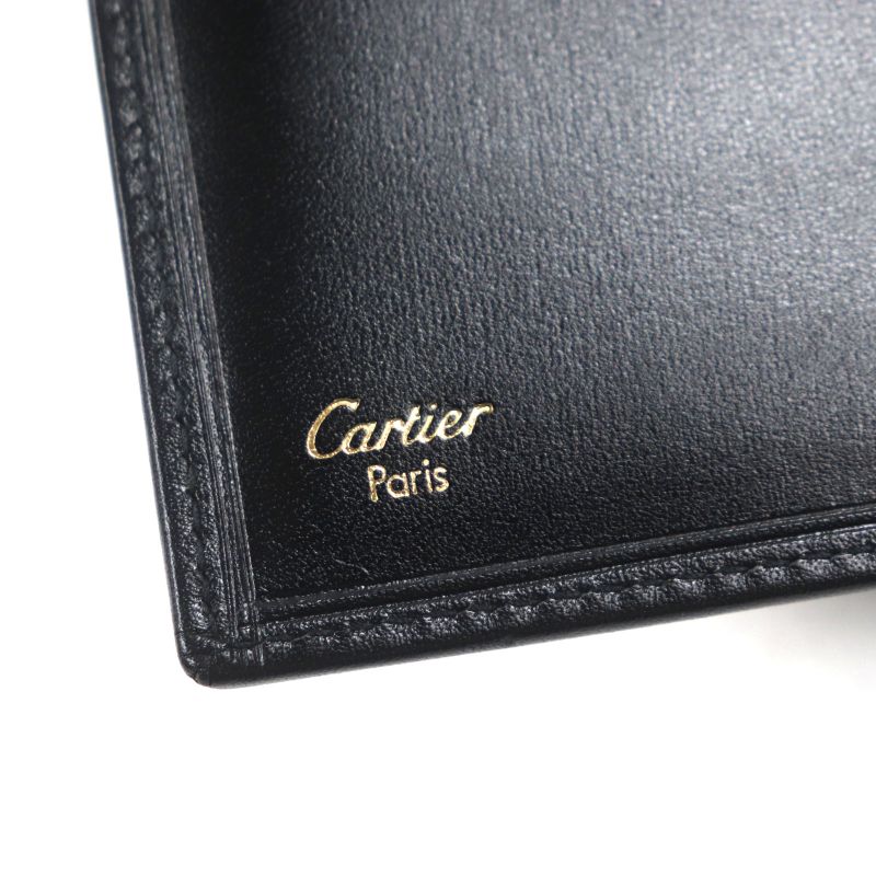 Cartier Must Line Leather Logo Hardware Long Wallet Bifold Long Wallet Black