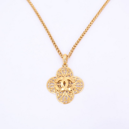 Chanel Chain Necklace Coco Mark Gold Accessory Vintage Flower Motif Ladies