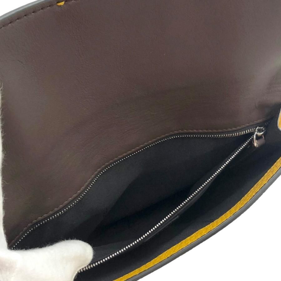 Fendi Shoulder Bag Flat Baguette Medium 7va524 FF Logo Yellow Silver Hardware