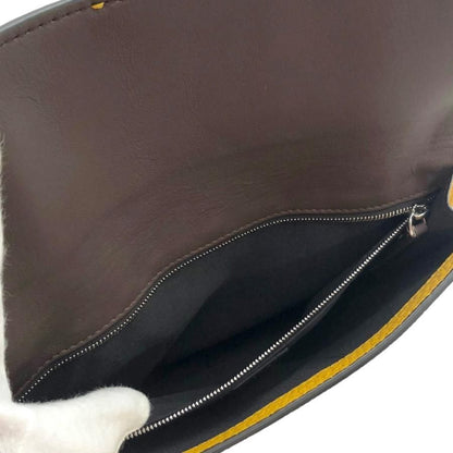 Fendi Shoulder Bag Flat Baguette Medium 7va524 FF Logo Yellow Silver Hardware