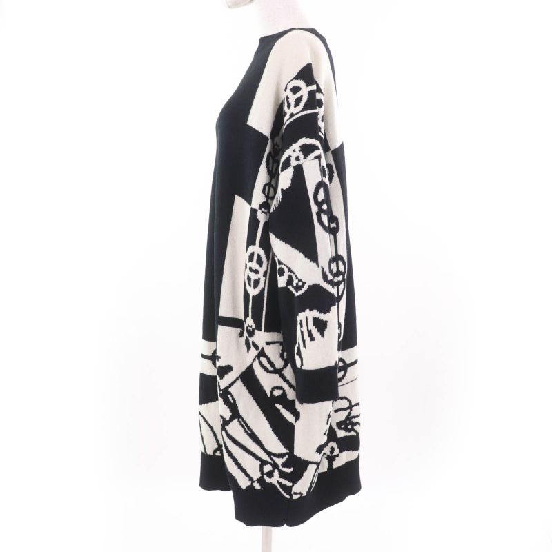 Hermes 2022 2e2506d2 Cliquetis 100% Cashmere Long Sleeve Knit Dress Black 40