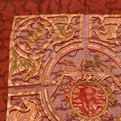 Hermes Peintre DU Cheval Painter Painting Horses Carre 90 100% Silk Scarf Red