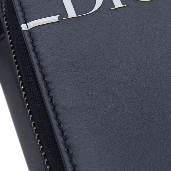 Christian Dior 2way Bag Micro Pouch Canvas Leather Navy Silver Hardware Navy