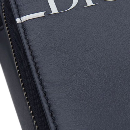 Christian Dior 2way Bag Micro Pouch Canvas Leather Navy Silver Hardware Navy