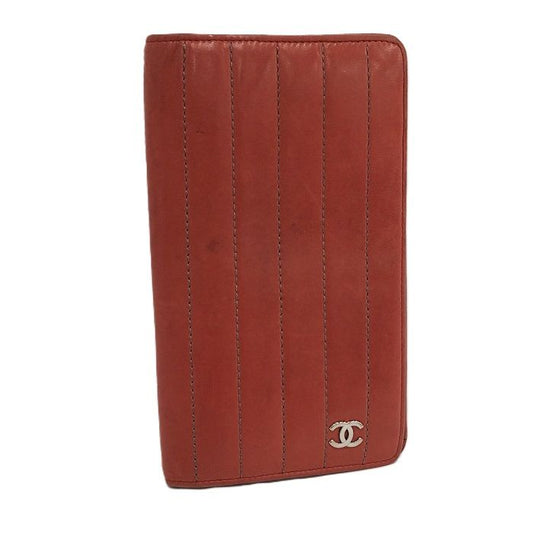 Chanel Bifold Long Wallet Mademoiselle Coco Mark Leather Orange