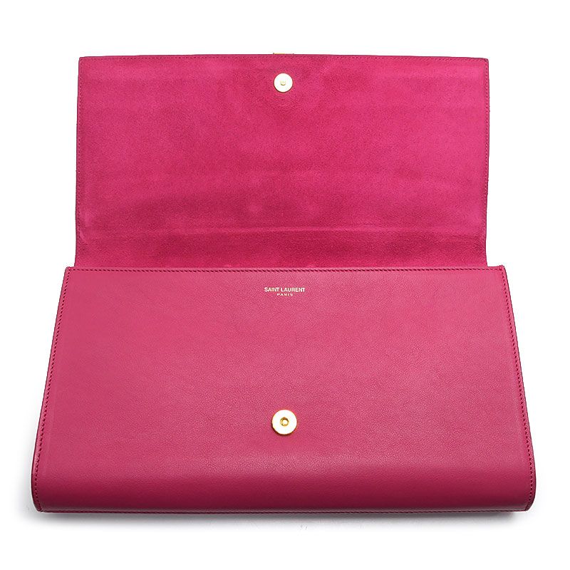 Saint Laurent Wyline Clutch Bag Magenta Pink Leather