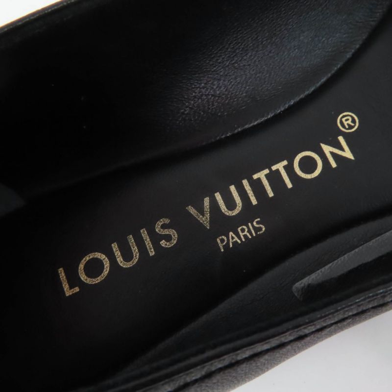 Louis Vuitton 2022 Popi Line Monogram Leather Ballet Shoes Black 36 Storage