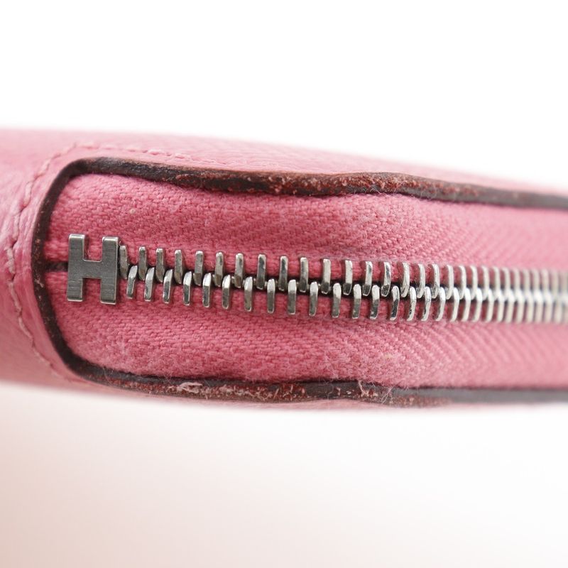 Hermes Azap Long Silk-in Vaux-epson Rose Azalea Pink C Women Long Wallet