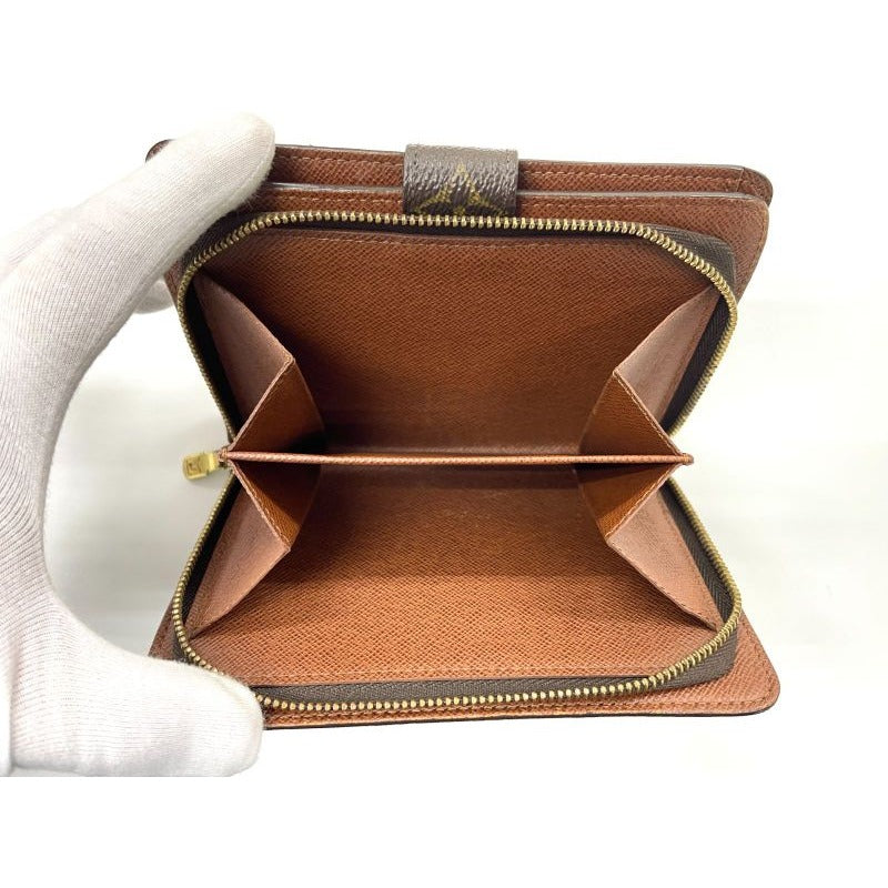 Louis Vuitton Monogram Porte Papier Zip Snap Closure Fold Wallet Brown — view 14