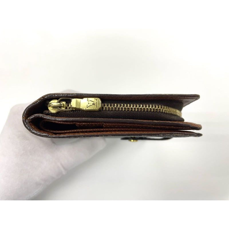 Louis Vuitton Monogram Porte Papier Zip Snap Closure Fold Wallet Brown — view 6