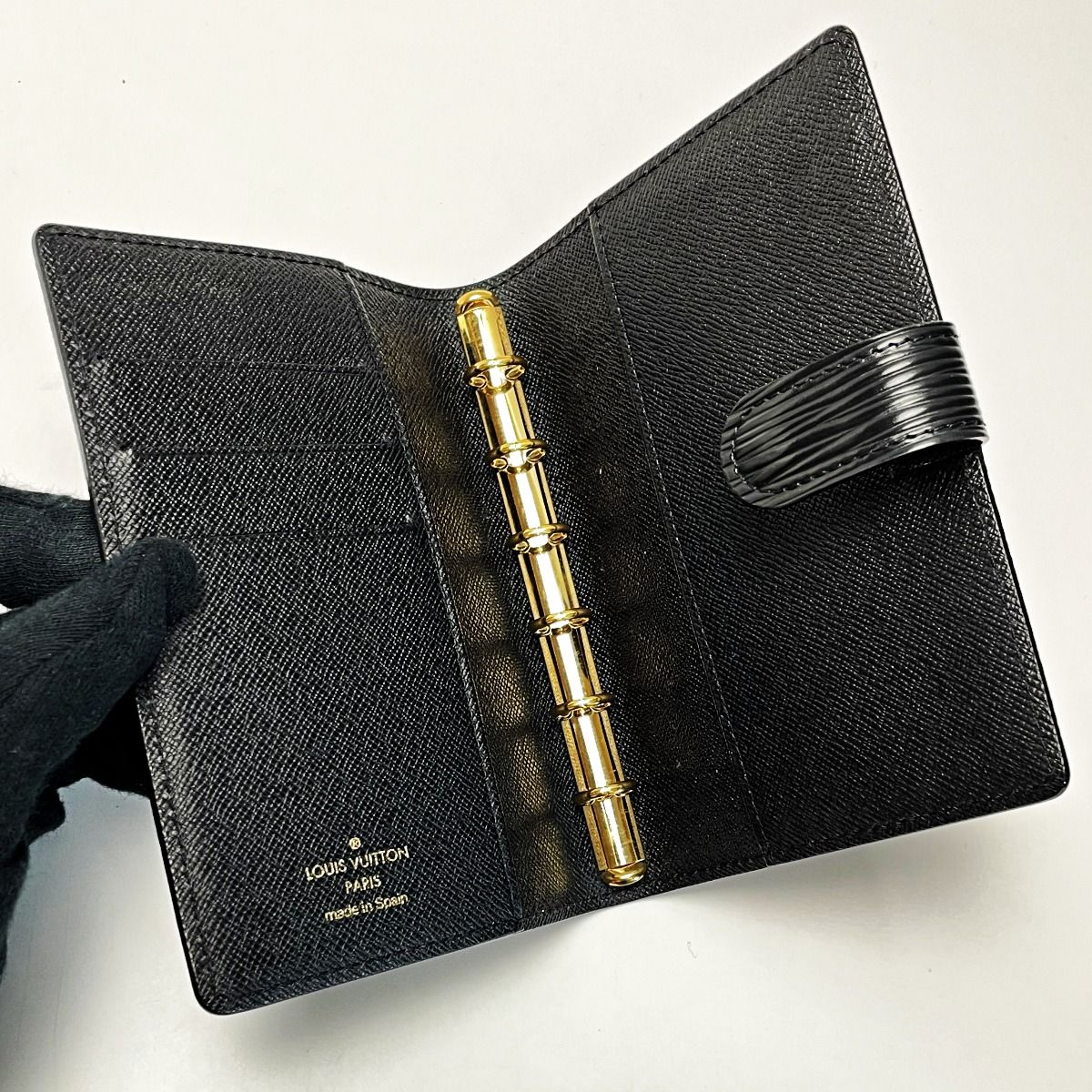 Louis Vuitton Epi Agenda PM R20052 Black Notebook Cover Unisex Gold Hardware