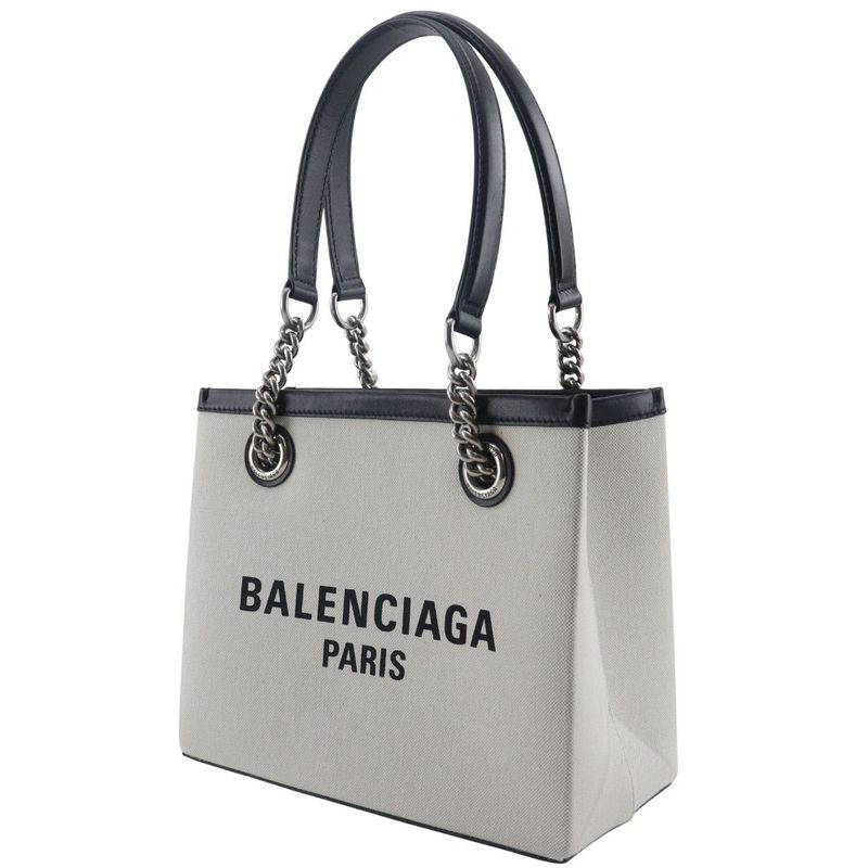 Balenciaga Small Tote Logo 7599412aaok9260 Nylon Canvas Light Gray Women Tote