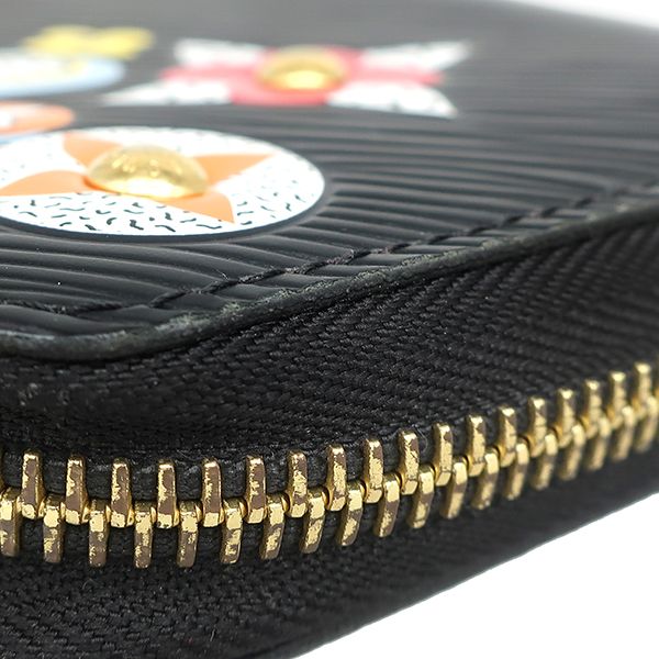 Louis Vuitton Long Wallet Flower Zippy Wallet Epi Leather Noir Black Gold