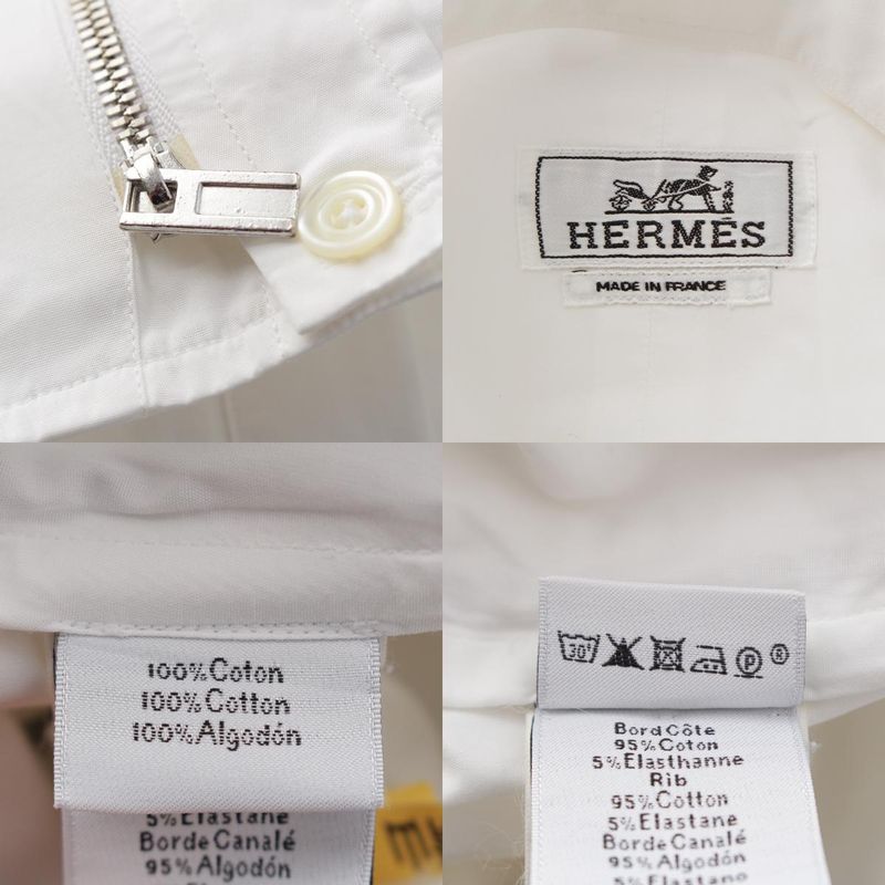 Hermes Cotton Double Zip Serie Button Long Sleeve Shirt Jacket White 41/16