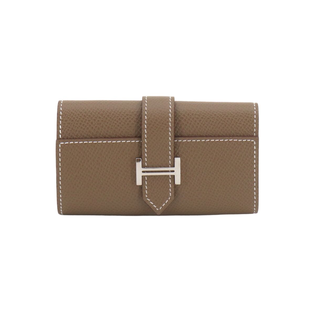 Hermes Bearn Key Case Quadruple Strand Epsom Etoupe Silver Key Holder