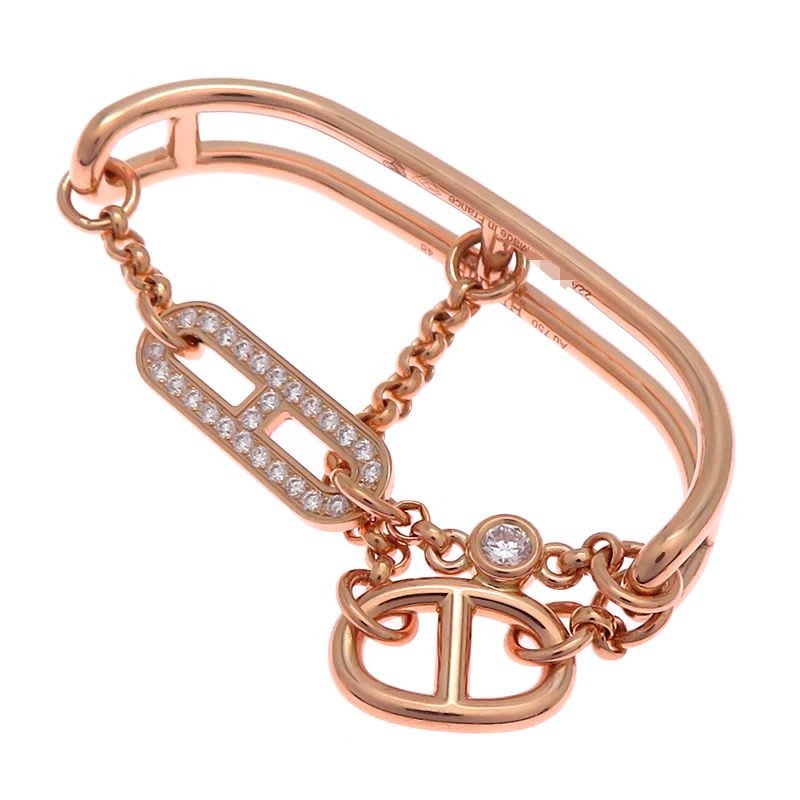Hermes Rose Gold Diamante Charm Ring