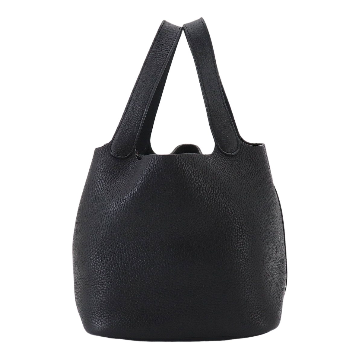 Hermes Picotin MM Hand Bag Taurillon Clemence Black Silver