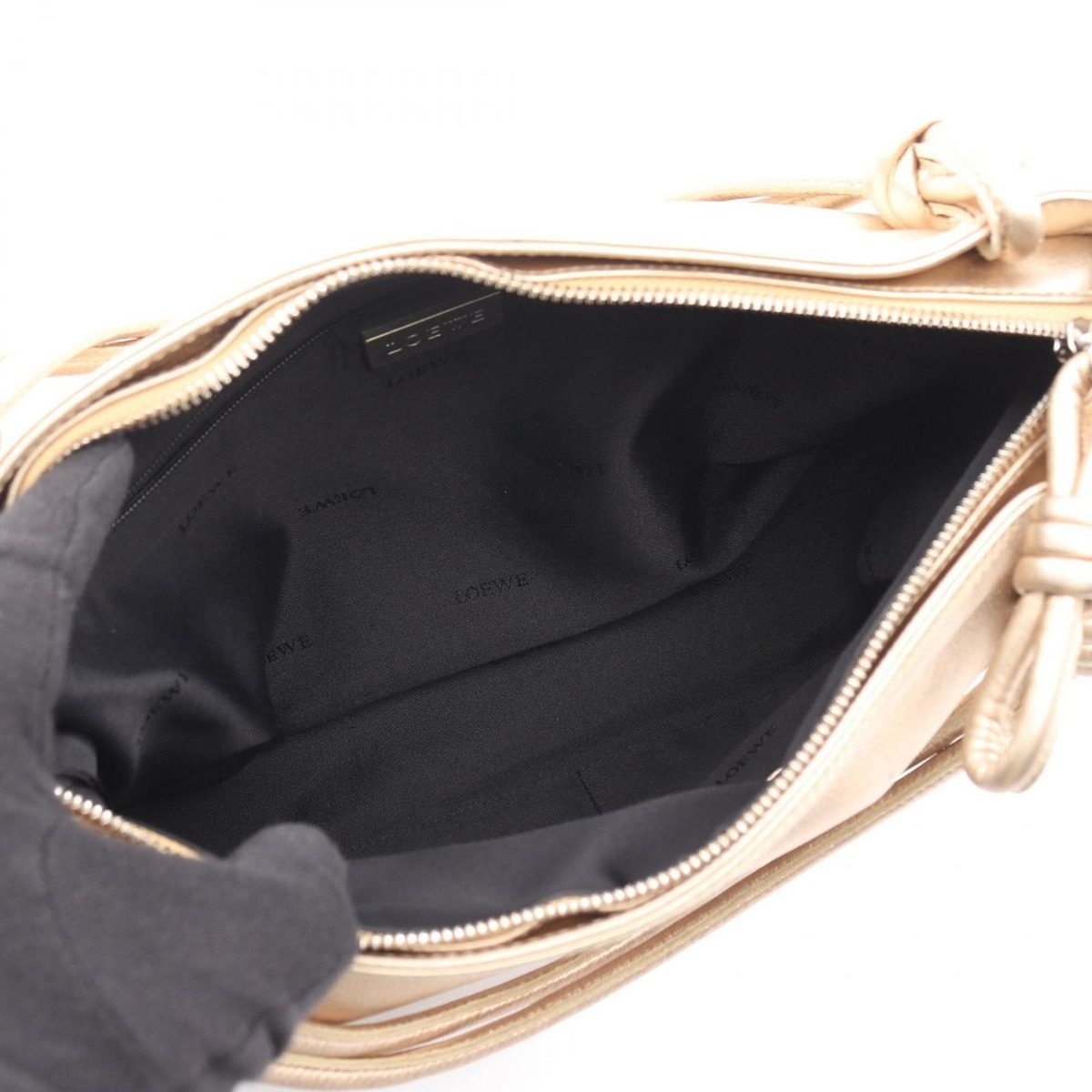Loewe Handbag Anagram Gold Leather Hand — view 3