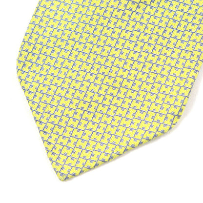 Hermes 100% Silk H Motif All Over Tie Yellow With Box Made In France Men's