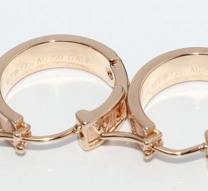 Tiffany & Co Earrings 18K Pink Gold Diamond 6P Atlas Hoop Earrings