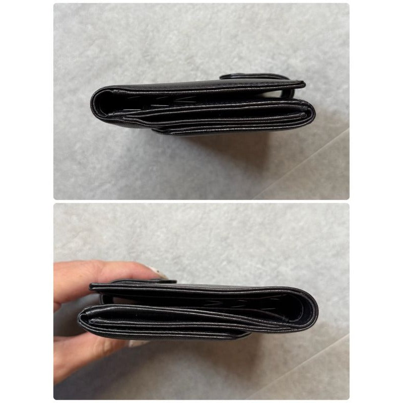 Chanel Coco W Hook Bifold Wallet Lamb Leather Black Compact — view 9