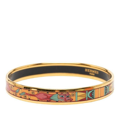Hermes Enamel PM Cloisonne Bangle Gold Multicolor Plated Bracelet