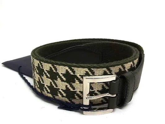 Prada Canvas And Leather Staggered Pattern Belt Size Indicated 95/38