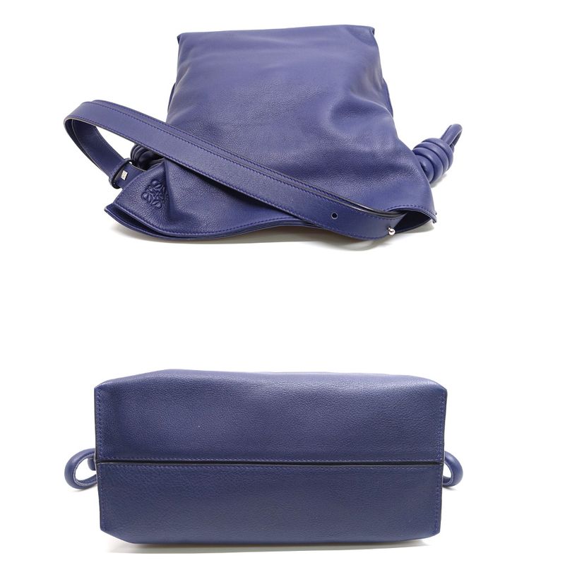 Loewe Flamenco Knot Anagram Shoulder Bag Leather Purple Silver Hardware