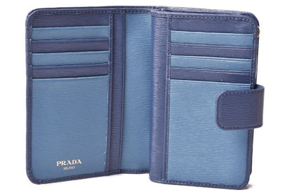 Unused Prada Fold Over Wallet 1ml225 Vitello MOVE Blue