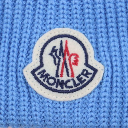 Moncler Moncler 2023 100% Cotton Hat With Logo Patch Blue Knit Cap Blue Made
