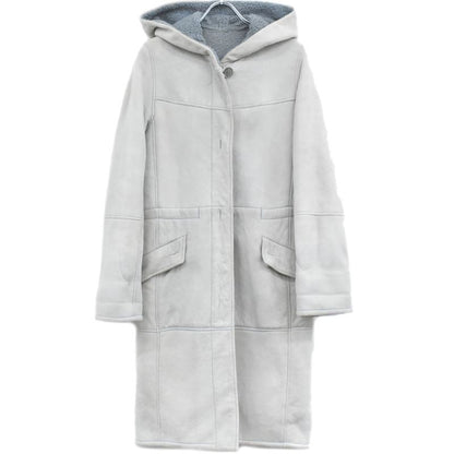 Authentic Loewe Lambskin Leather Estimated Mouton Long Coat Hooded Outerwear 36