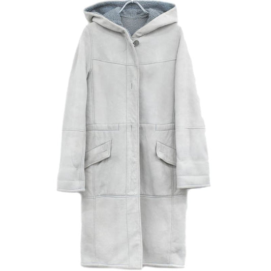 Authentic Loewe Lambskin Leather Estimated Mouton Long Coat Hooded Outerwear 36