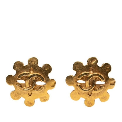 Chanel Coco Mark Vintage Gold Plated Earrings