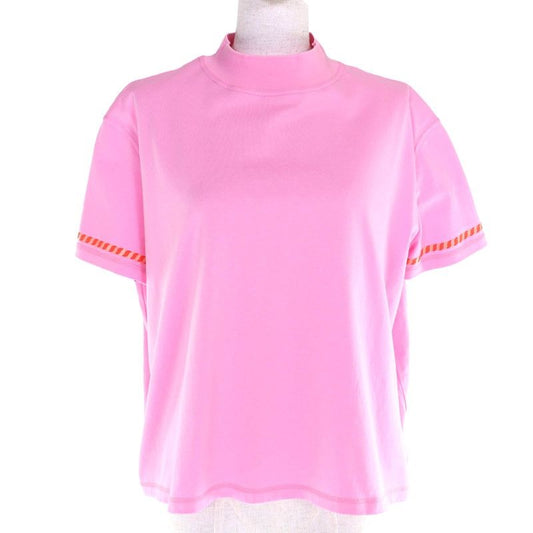 Hermes 23 SS 3 E4621 dl Cartouche 100% Cotton Mock Neck Short Sleeve T-Shirt Pink