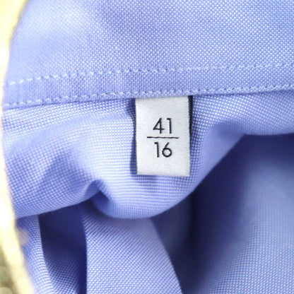 Gucci 521946 100% Cotton Logo Button Collar Silk Long Sleeves Blue Gold 41/16