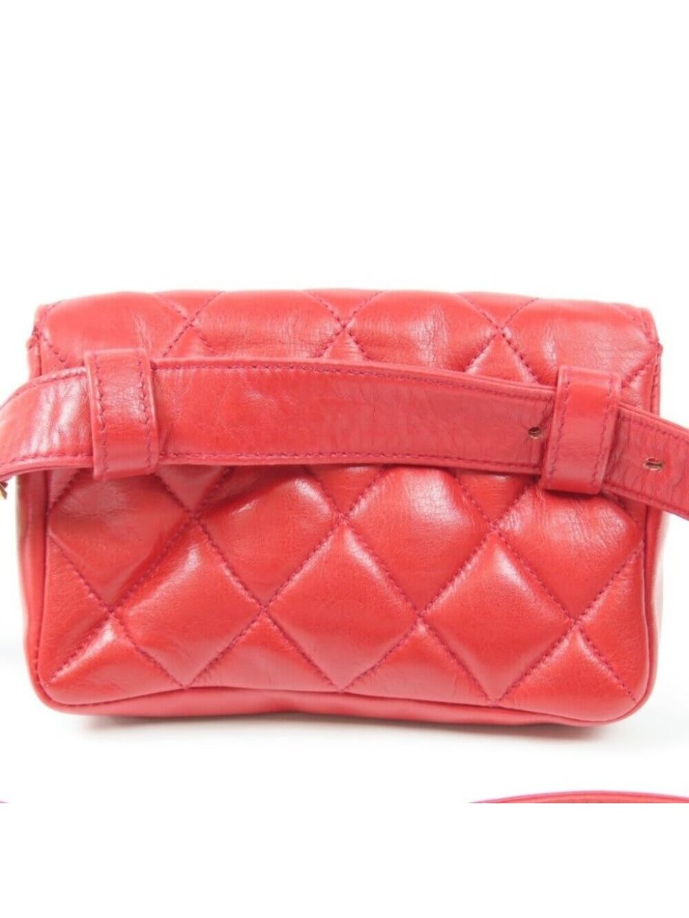 Chanel Chanel CC Vintage Quilted Lambskin Waist Pouch Bum Bag Leather Red
