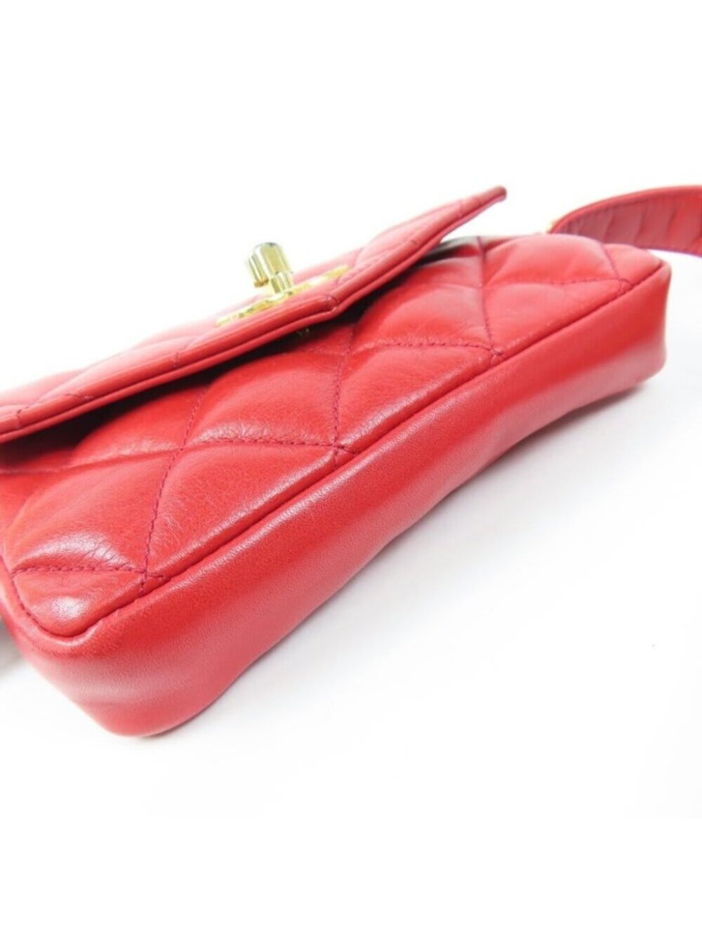Chanel Chanel CC Vintage Quilted Lambskin Waist Pouch Bum Bag Leather Red